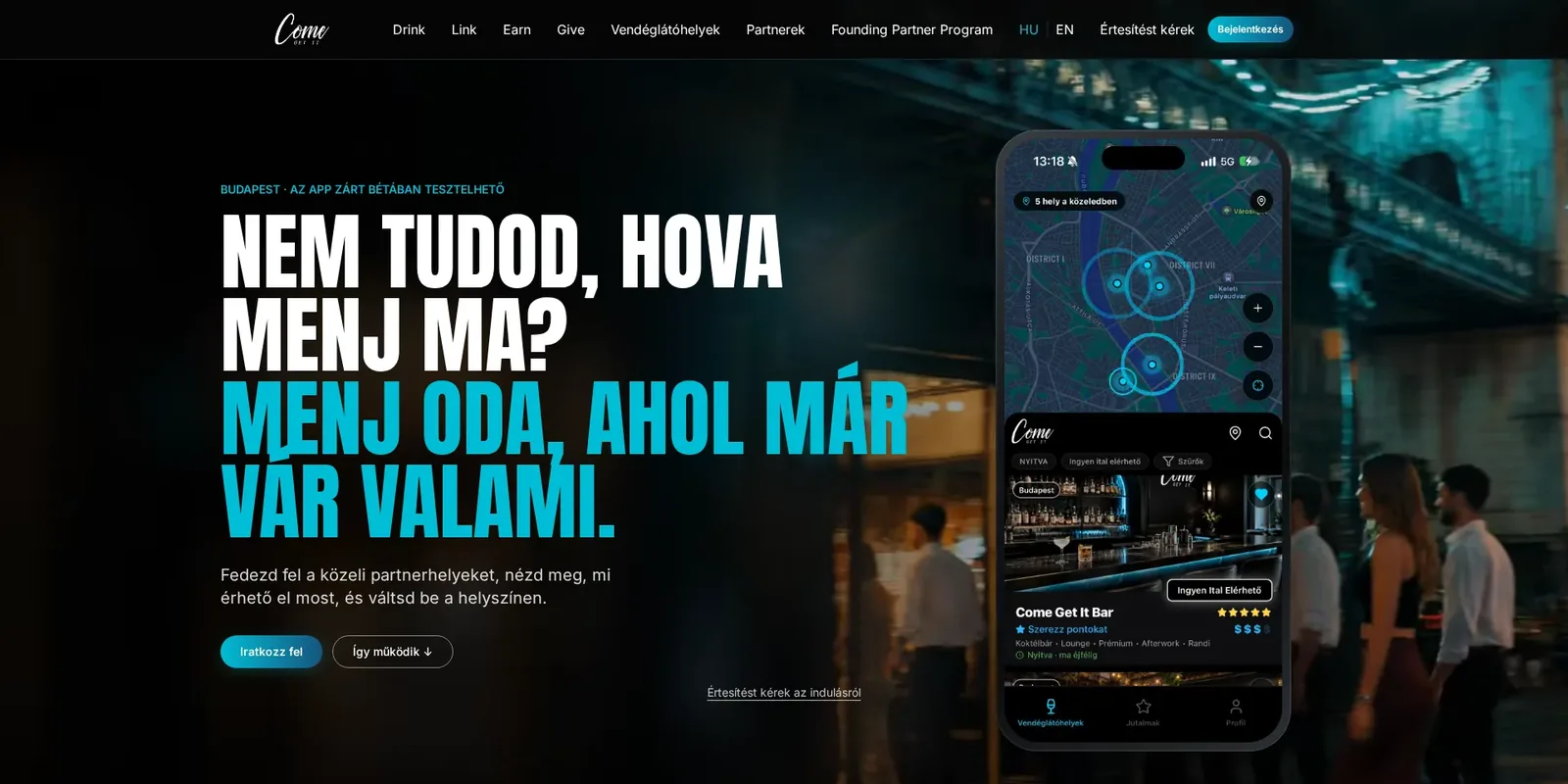 Come Get It — képernyőkép az élő weboldalról
